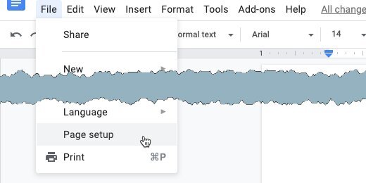 page setup
