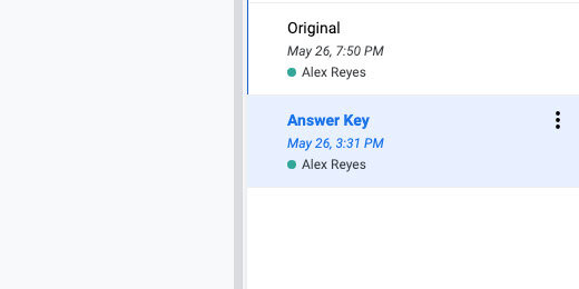 select answer key saved version