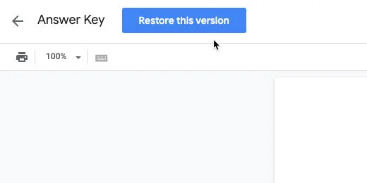 restore version button