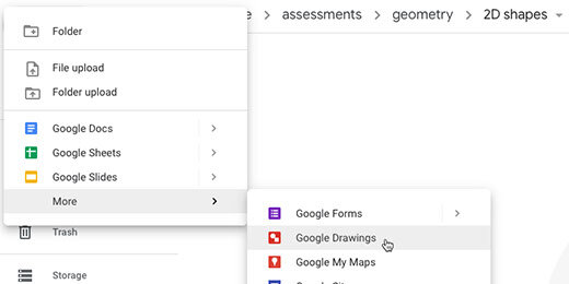 Google Drawings menu selection