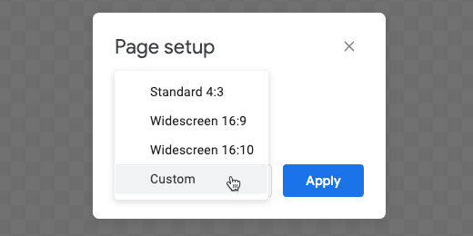 page setup custom option