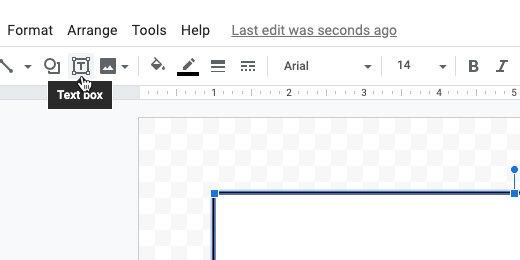 text box tool in button bar