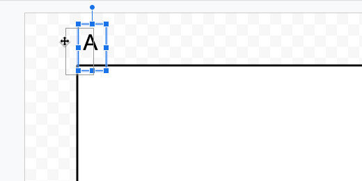 text box position at top left corner of square