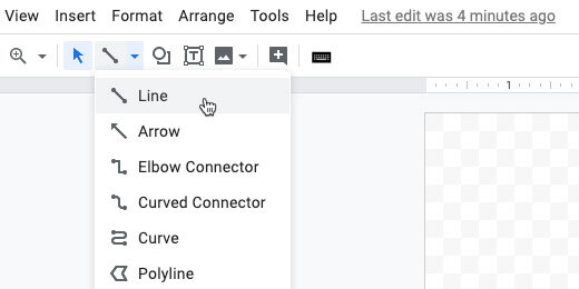 line tool from shapes selector