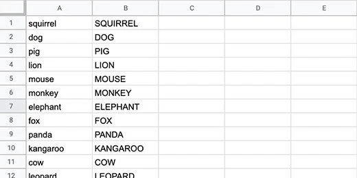 column with all upper case letters
