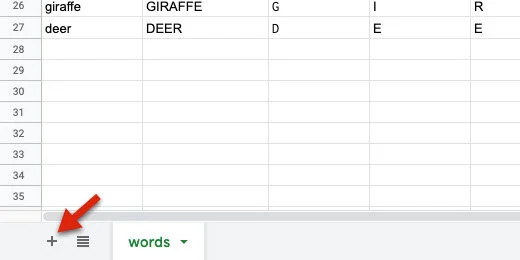 plus button to add new sheets