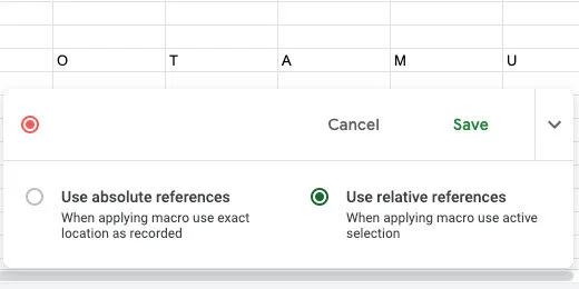 use relative references for macro