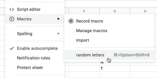 random letter macro selected