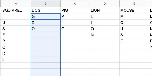 the word dog sacrambled
