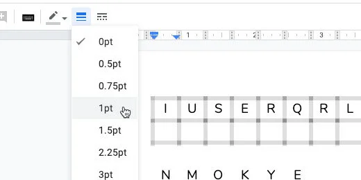 1 point selected for the border size