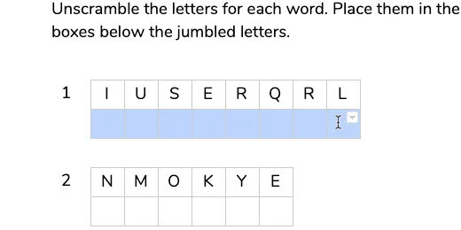 select row below jumble
