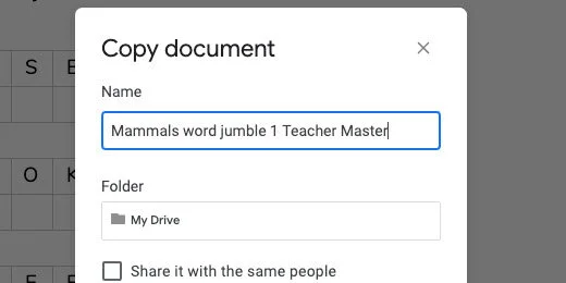 teacher master document name