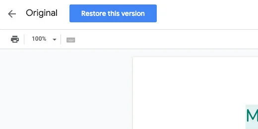 restore version button