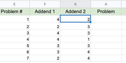 Basic math problem generator with google sheets — Digital ...