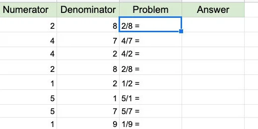 Fraction assignment generator for reducing fractions assignments ...