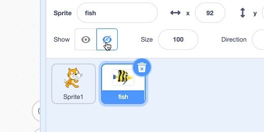 How do we hide and show sprites in Scratch?