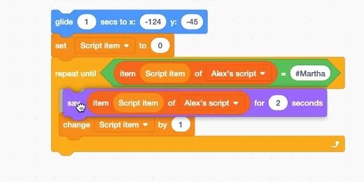 Multiple character dialogue in Scratch using lists and message code ...