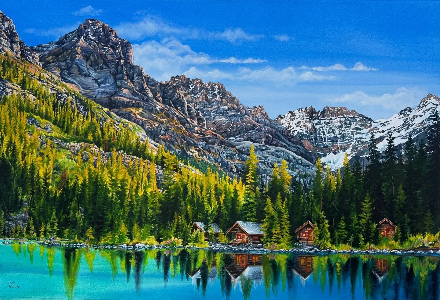 I&rsquo;ve been keeping my latest painting quiet, as it was a Christmas gift commission of Lake O&rsquo;Hara. It was big by watercolour standards (24x36&rdquo;) and took me over 100 hours to complete. I set aside the whole month of December to work o