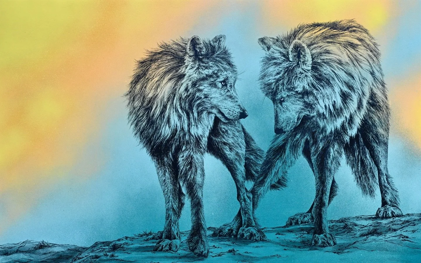 These two have been living in my studio for months, and tonight they finally get a wall, some space, and a room full of people to stare back at.&thinsp;
&thinsp;
Kin &amp; Glow opens tonight at the Crescent Heights Community Association from 5pm to 9