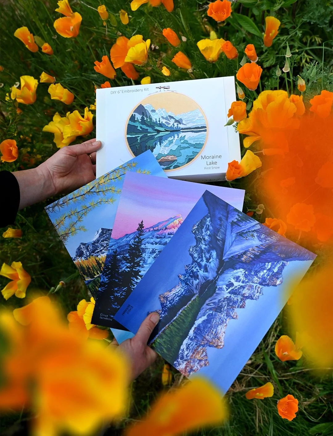 G I V E A W A Y!! @angiels_art and I are giving away an art and embroidery bundle! You&rsquo;ll win three 8x10&rdquo; fine art prints from me, including my painting of Moraine Lake, and a Moraine Lake embroidery kit from @angiels_art so you can stitc