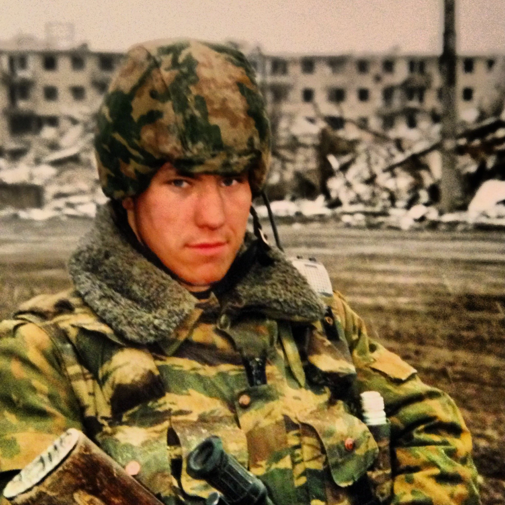 
A Russian commando in central Grozny in January 2000, after Moscow's forces drove separatist Islamic rebels from the Chechen captail

