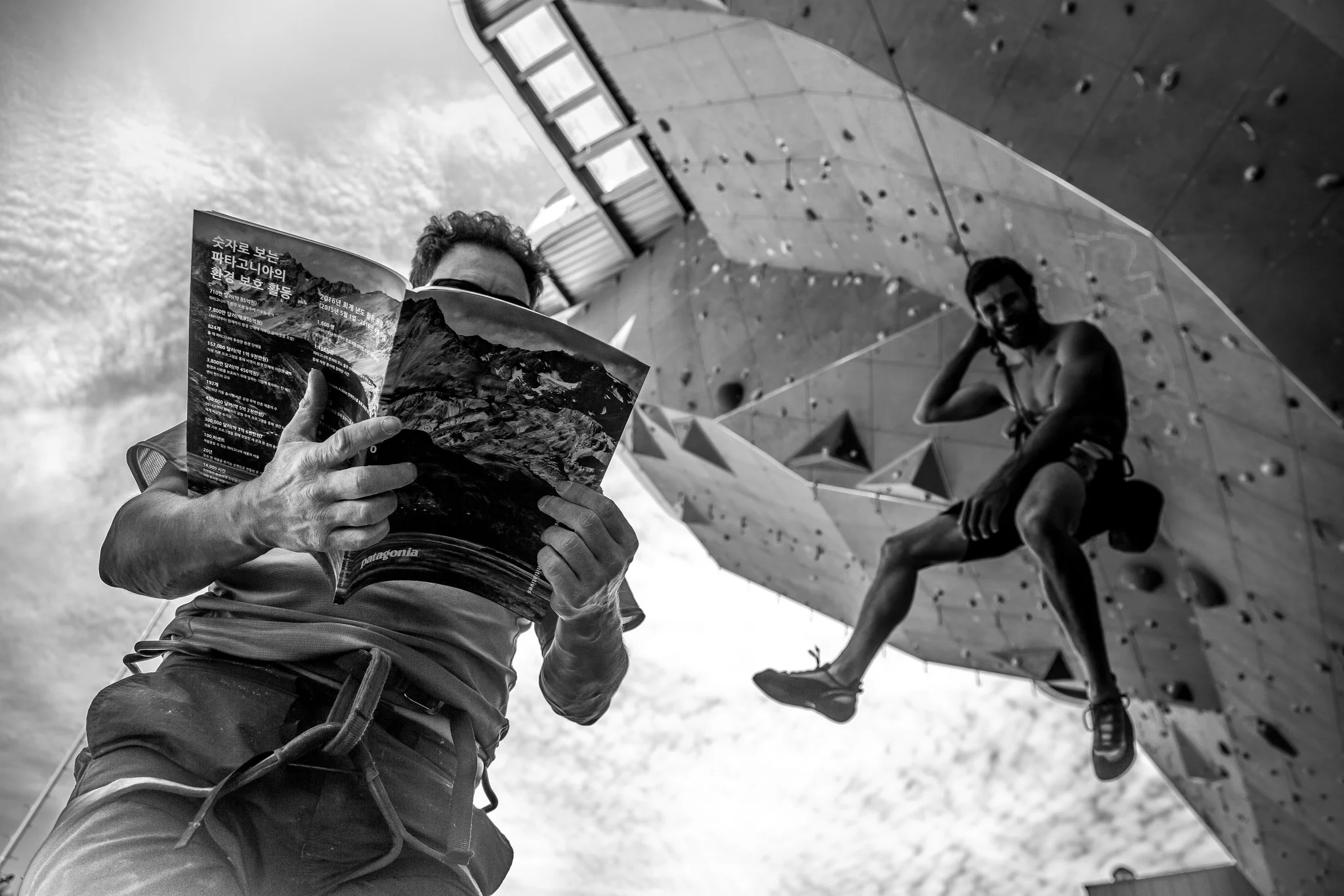 Climbing partner and film protagonist Andrew Lenz enjoying the wall.