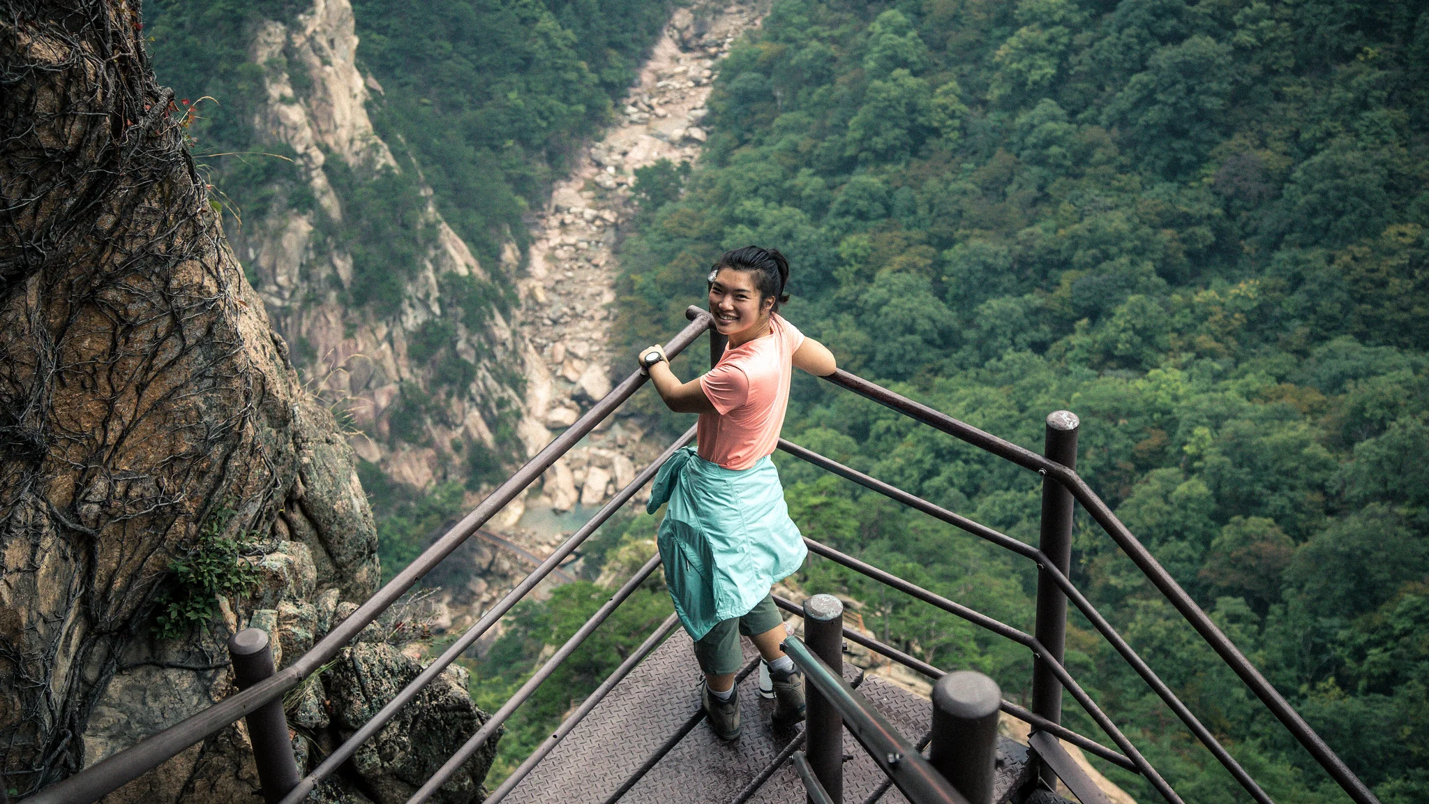 Jean leads the way down one of many staircaases in Seoraksan