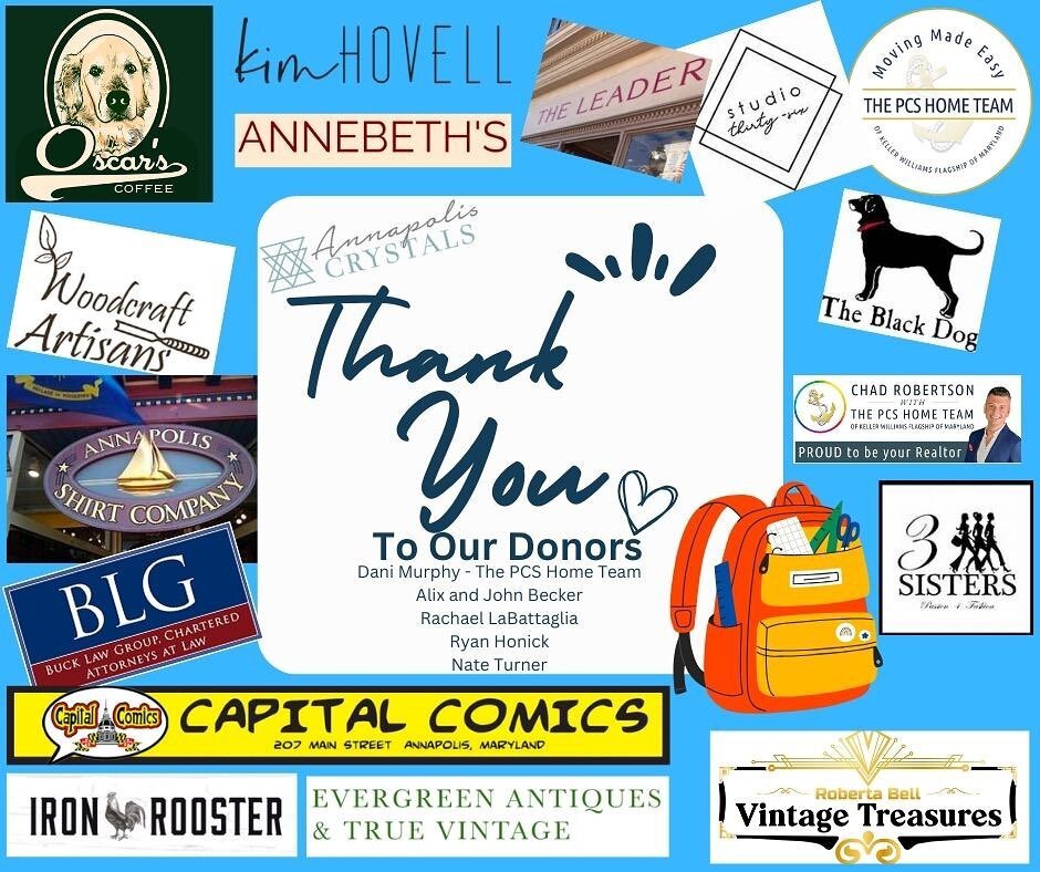 🎒Thank you!!🎒
The Annapolis Jaycees annual Jam Pack a Backpack event was a huge success this year because of our amazing donors. We exceeded our backpack goal and helped 46 students at Georgetown East Elementary School start the school year off str