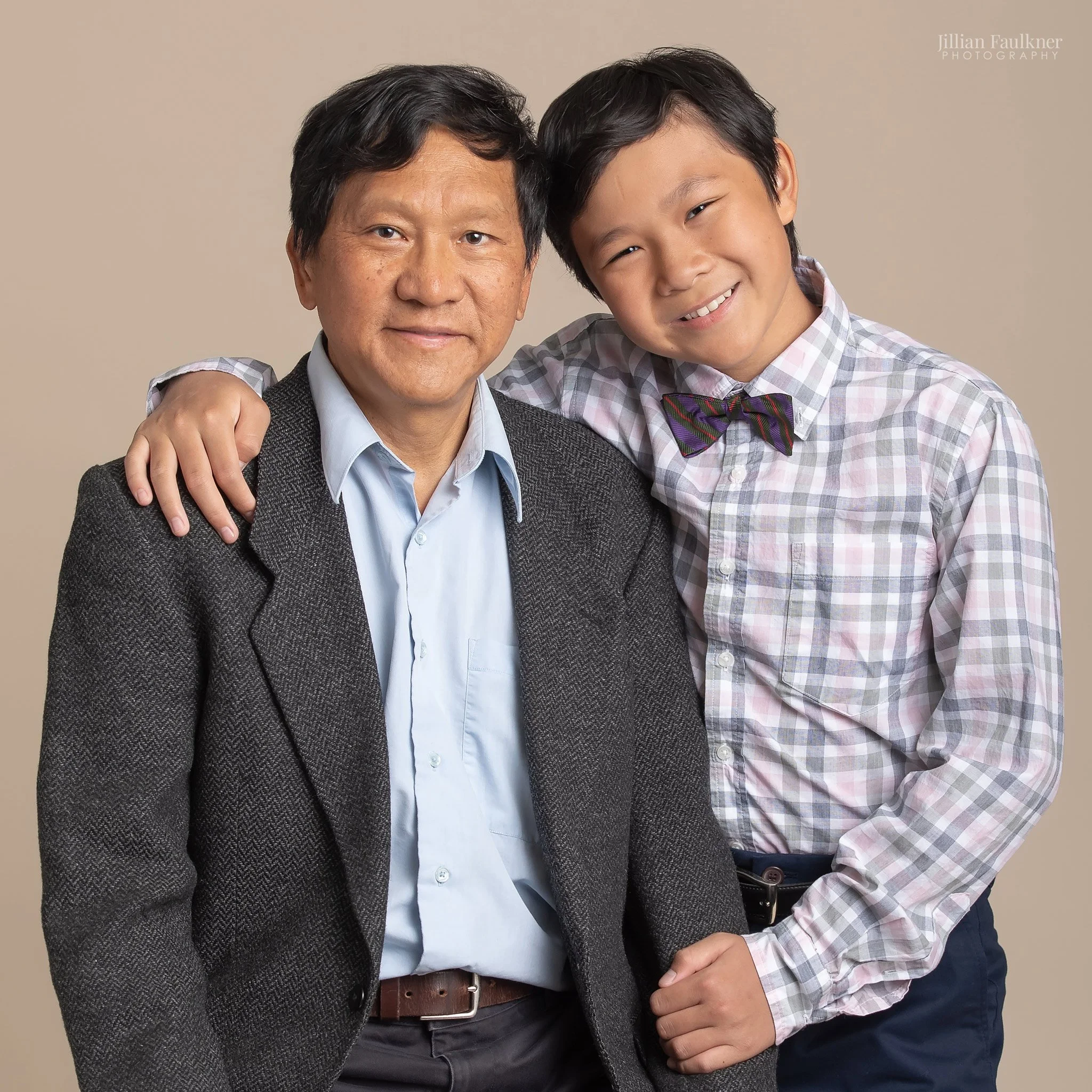 Calgary family photography studio heirloom portrait of grandfather with grandson