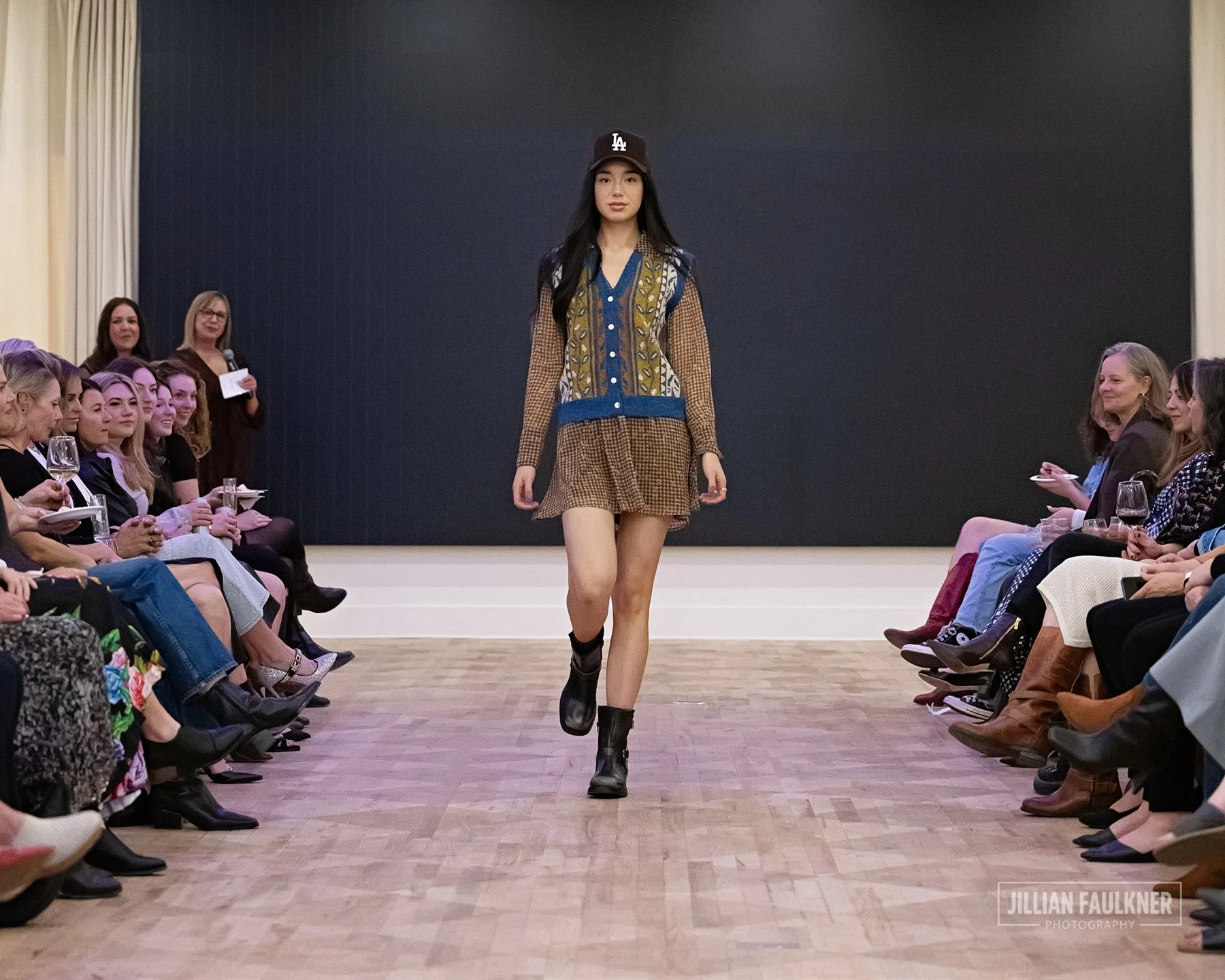 Calgary Alberta event photography showcasing the luxury atmosphere and stunning production of Brookline PR's Fall Fashion Show at The Princeton Event Space 2025