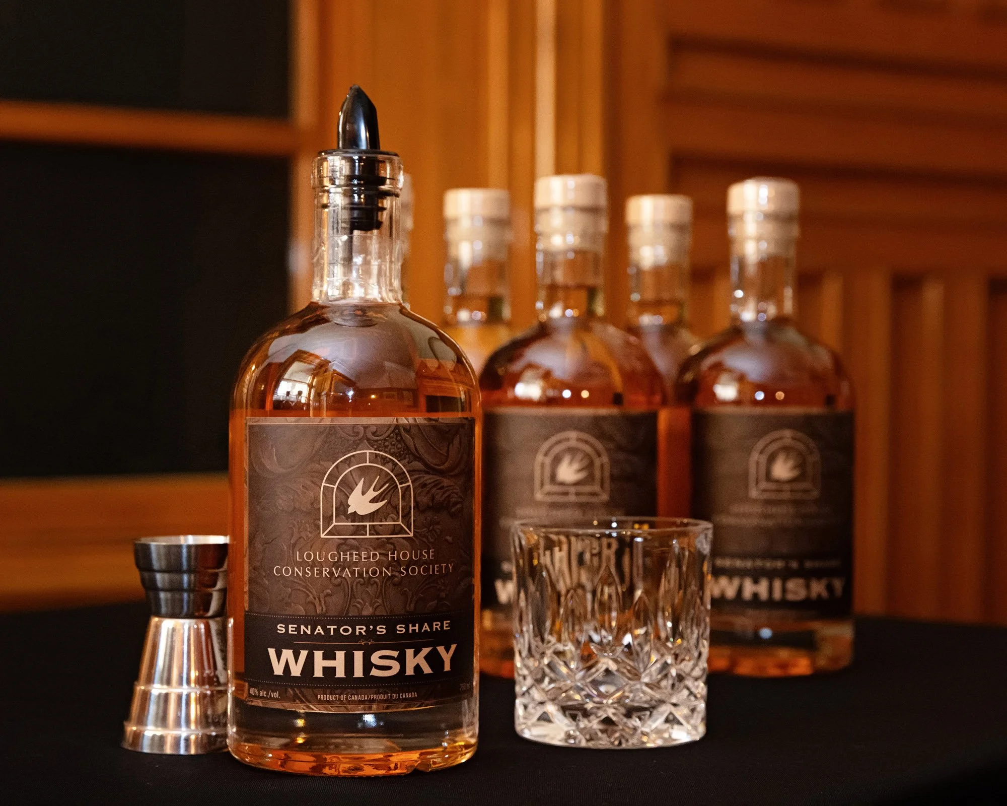 Calgary event photographer captures signature cocktail display at Lougheed House anniversary gala