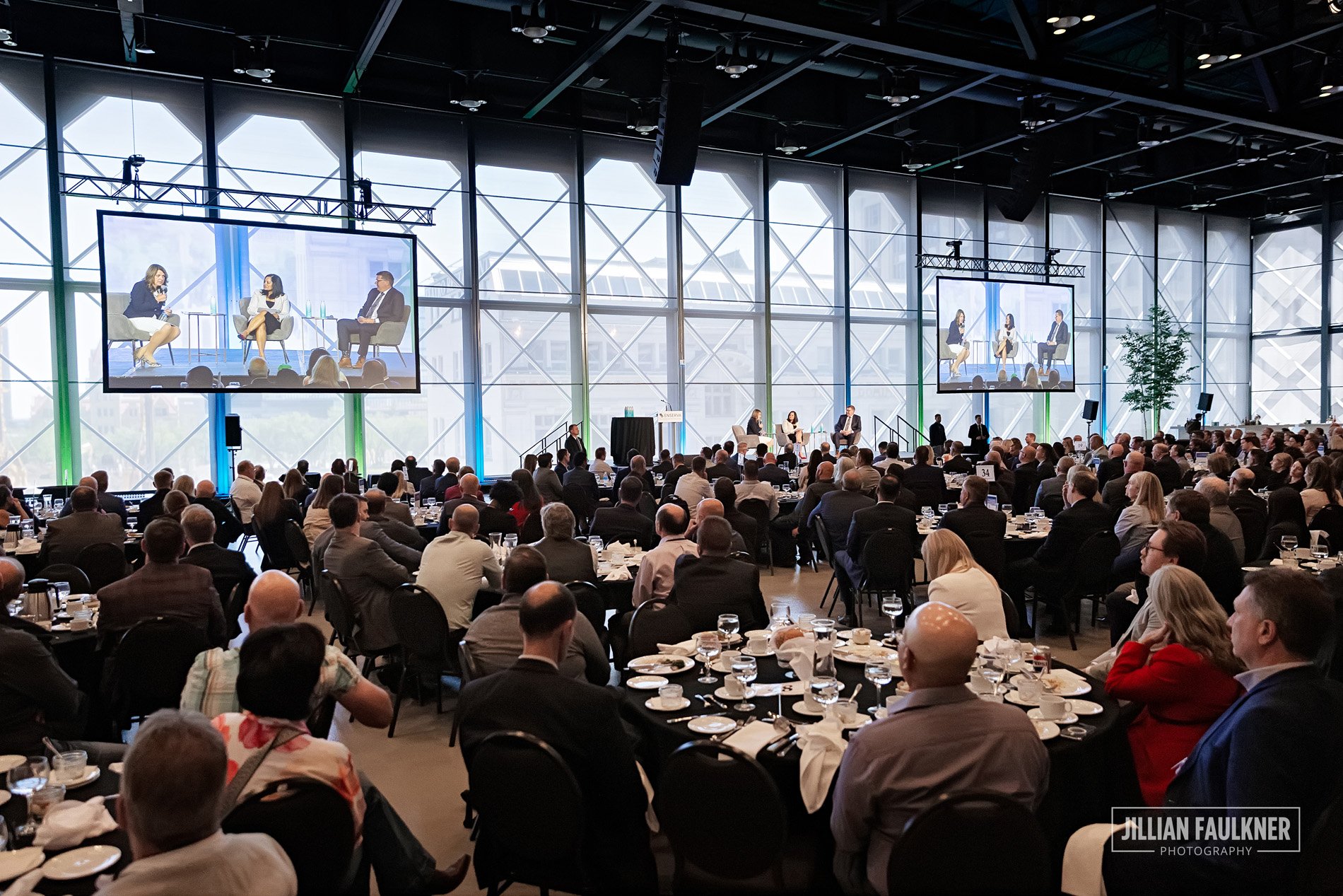 Professional event photography Calgary corporate luncheon at Telus Convention Centre Exhibition Hall