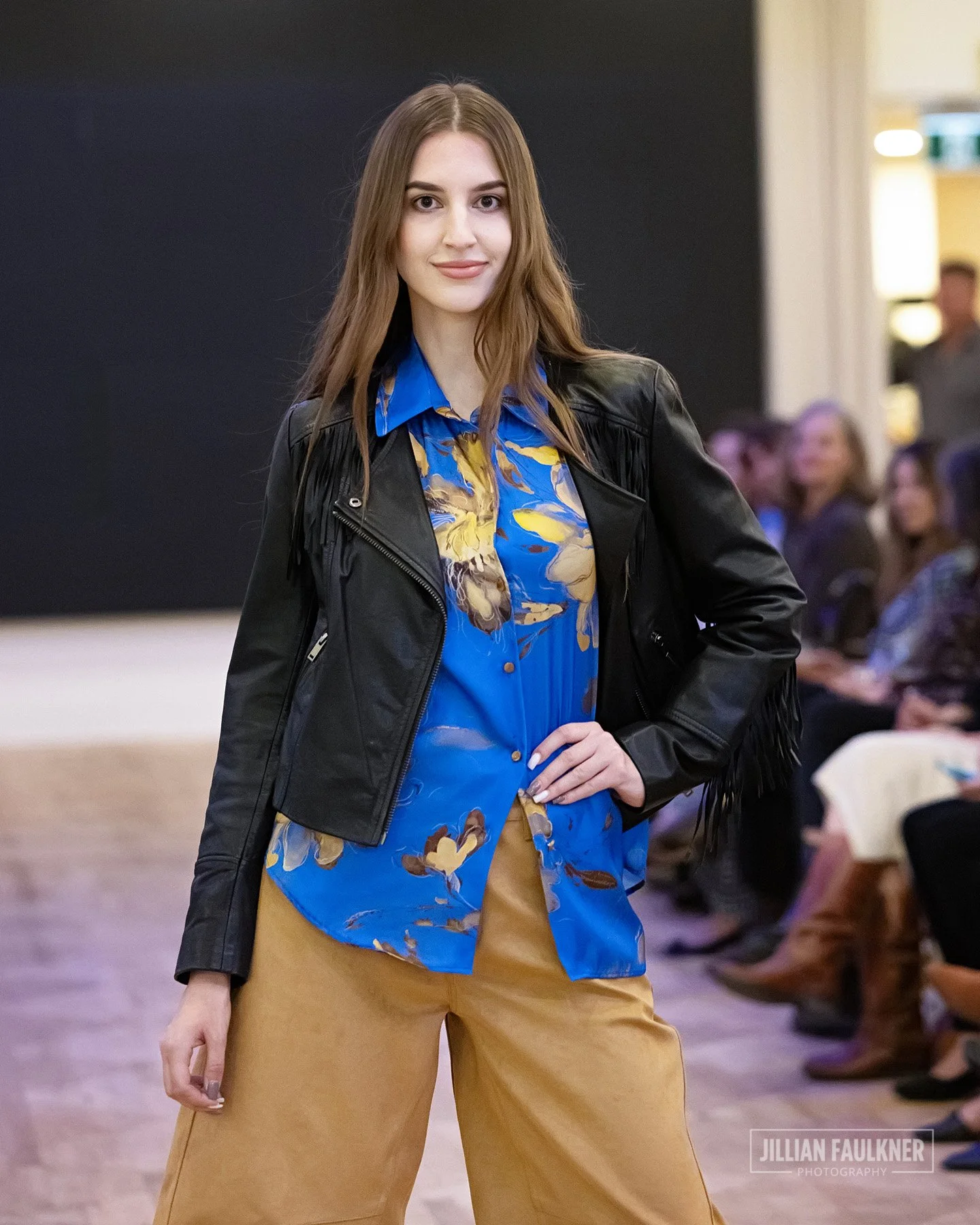 Calgary Alberta fashion event photographer captures elegantly styled model at Brookline PR's Fall Fashion Show 2025