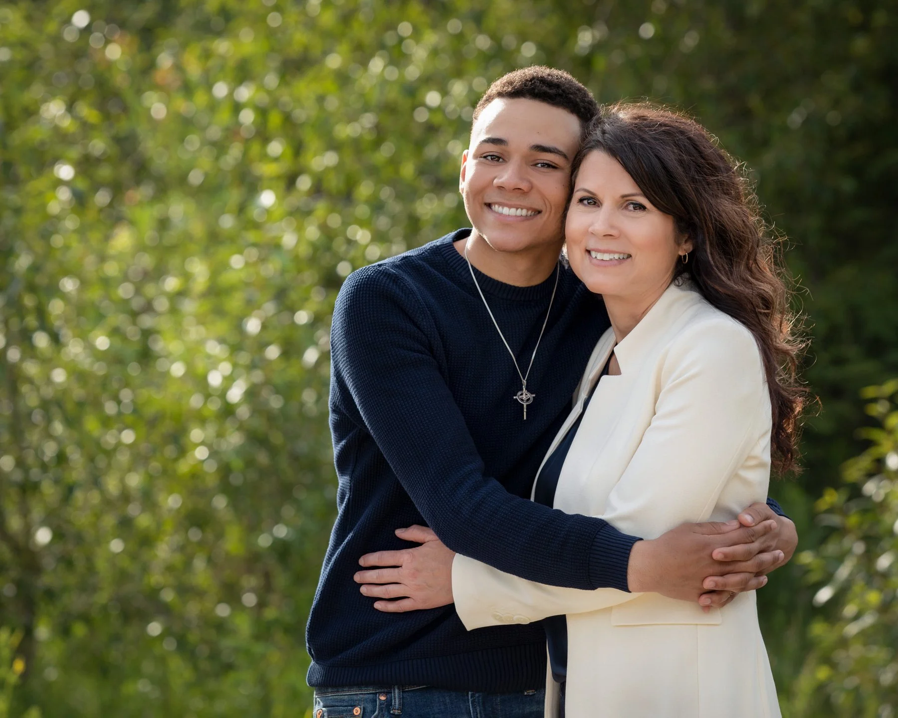 mother and son family photos at Griffith Woods Park Calgary