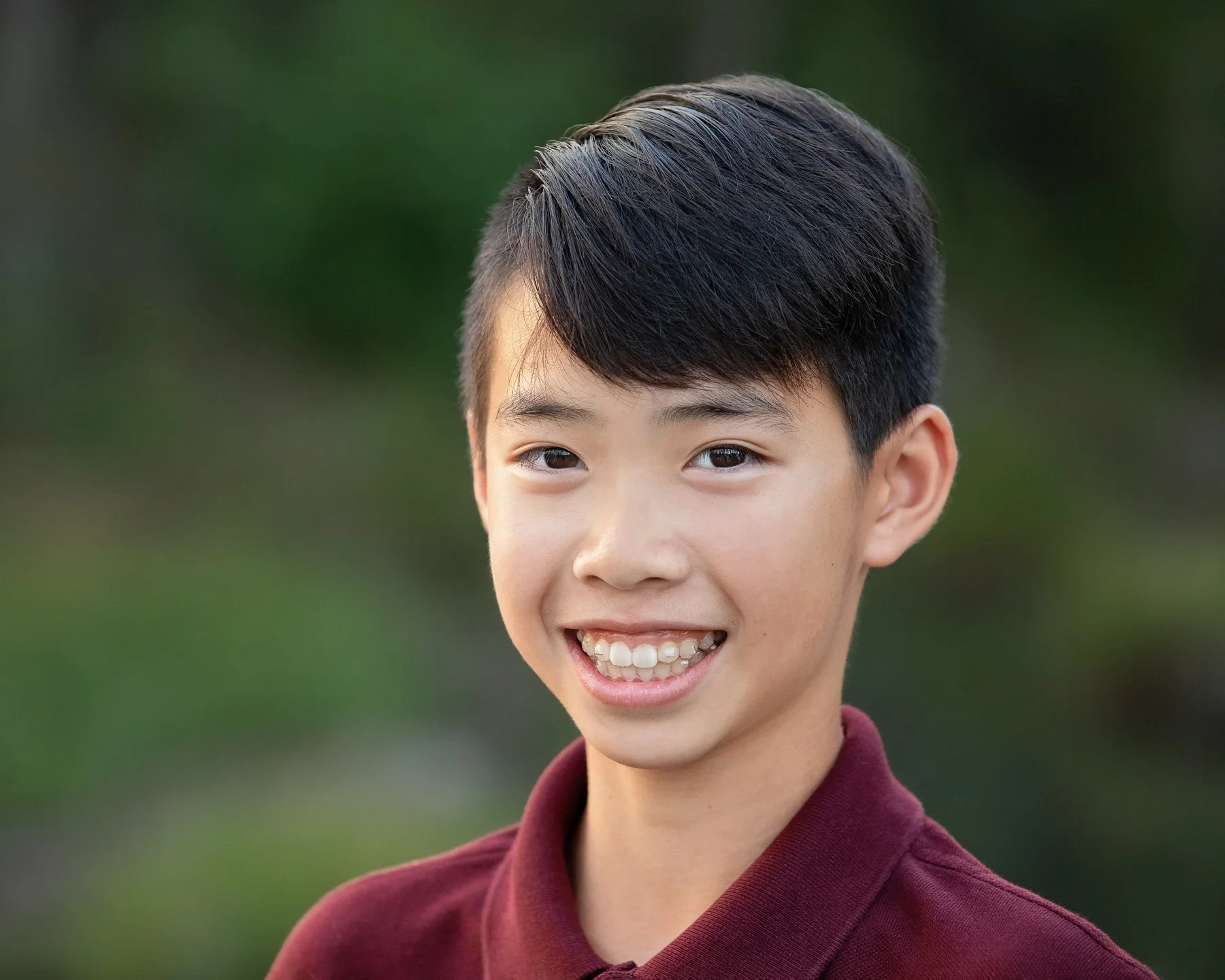 outdoor older boy portrait at Griffith Woods Park at golden hour