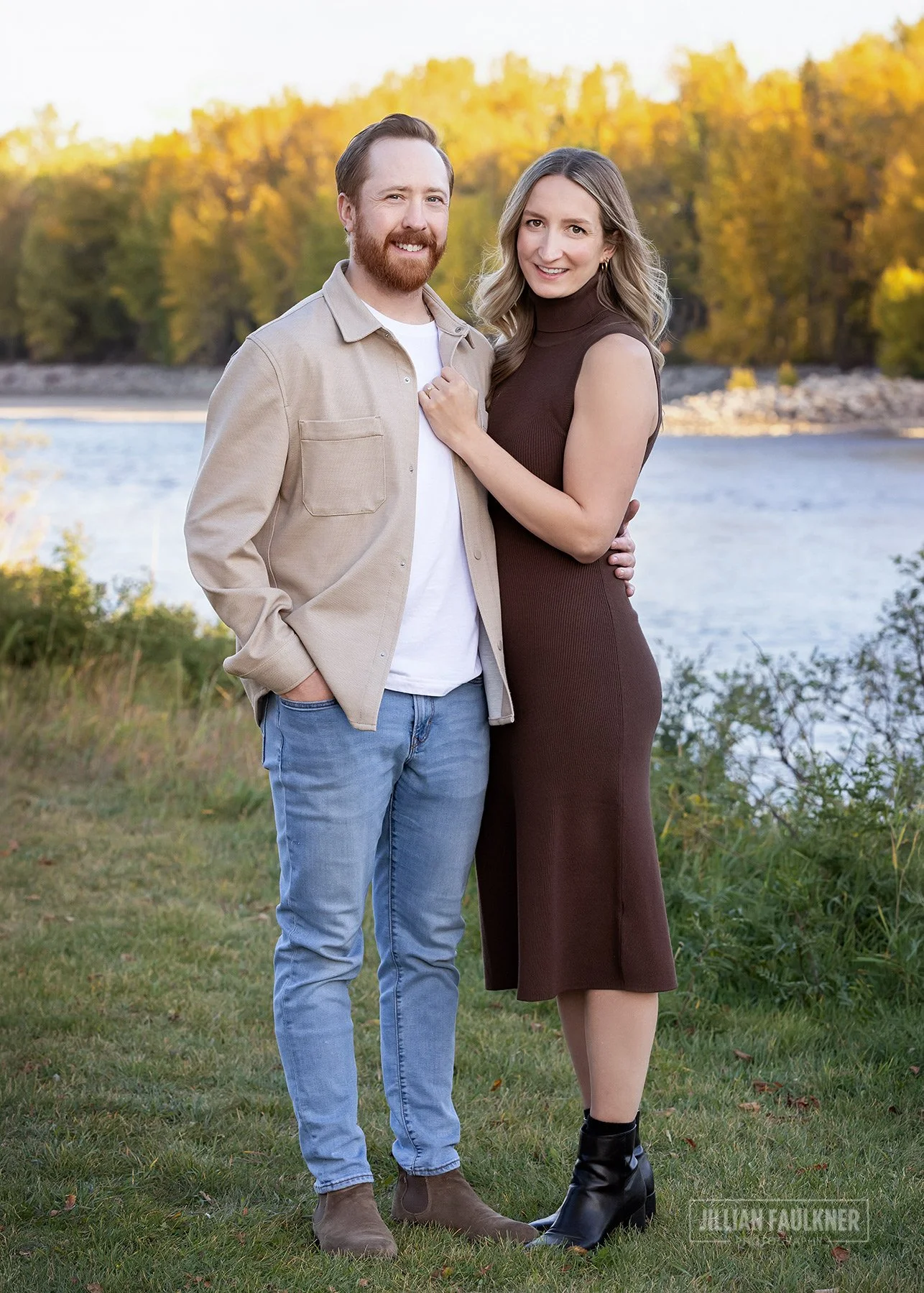 outdoor couples fall portrait at Baker Park