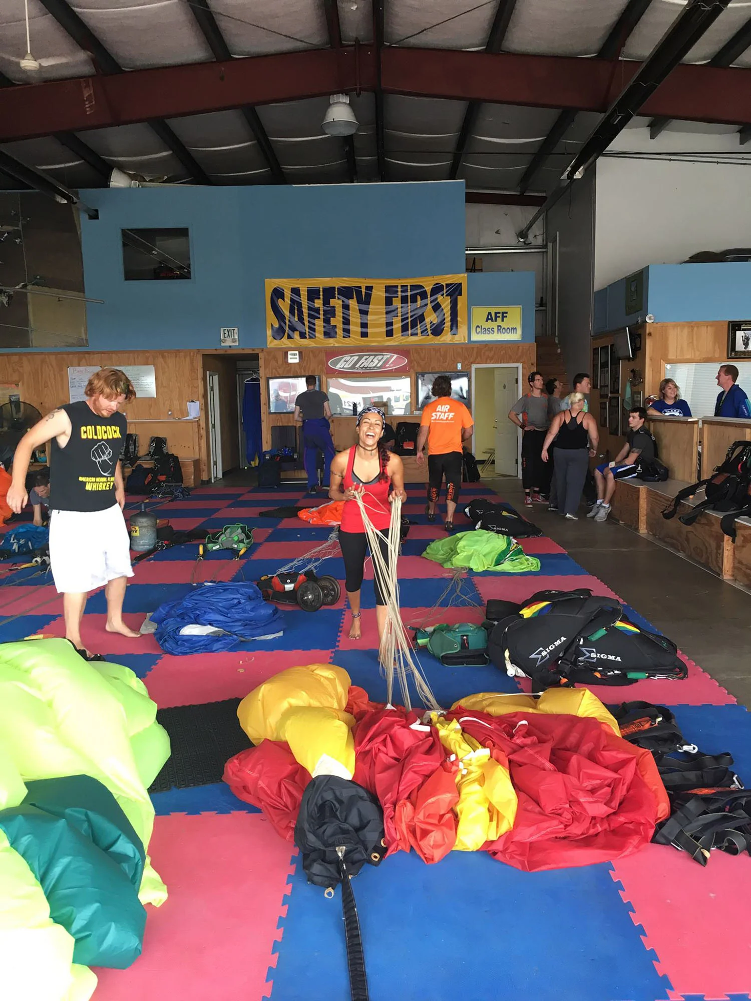 The packing mat at Skydive Indianapolis