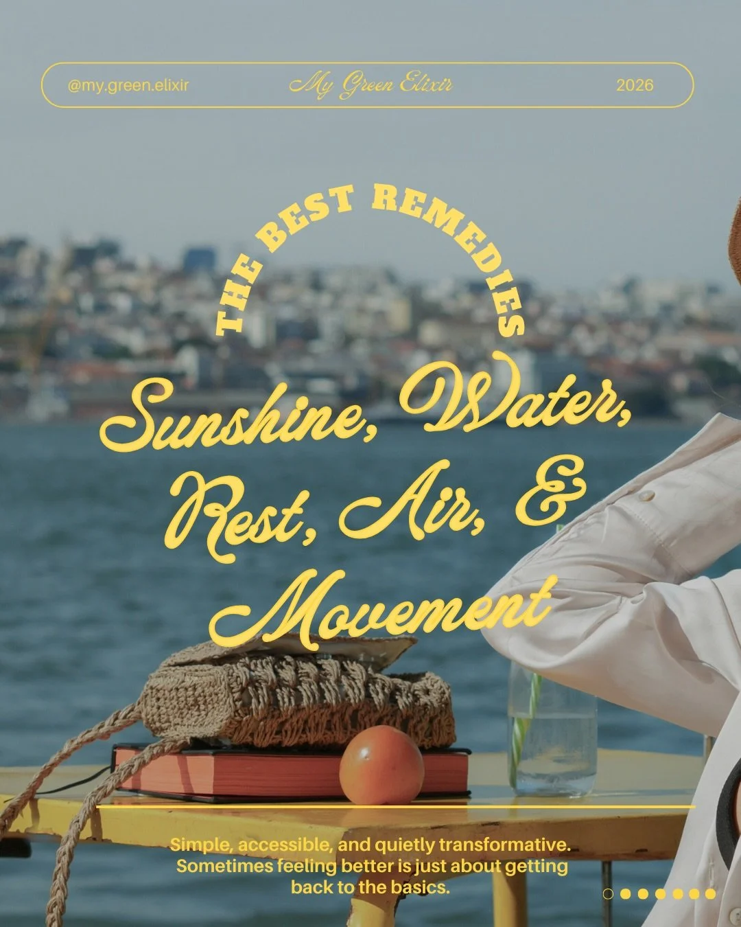 Before we overcomplicate health and wellness, let&rsquo;s revisit the classics ⭐️

Sunshine. Water. Rest. Fresh Air. &amp; Movement. Swipe to read more!