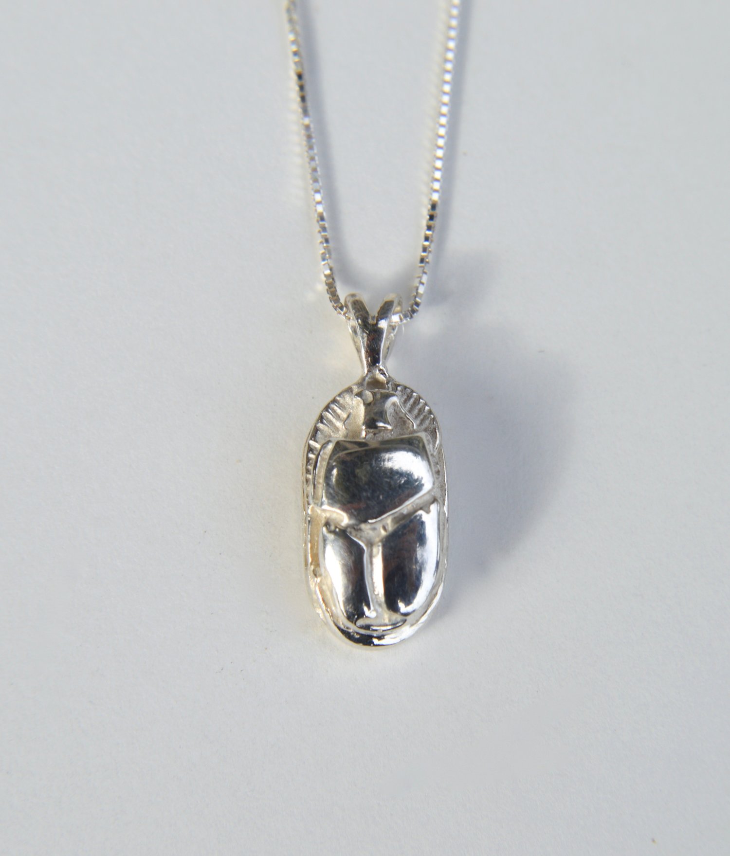 Egyptian Scarab Beetle Sterling Silver Pendant or Necklace