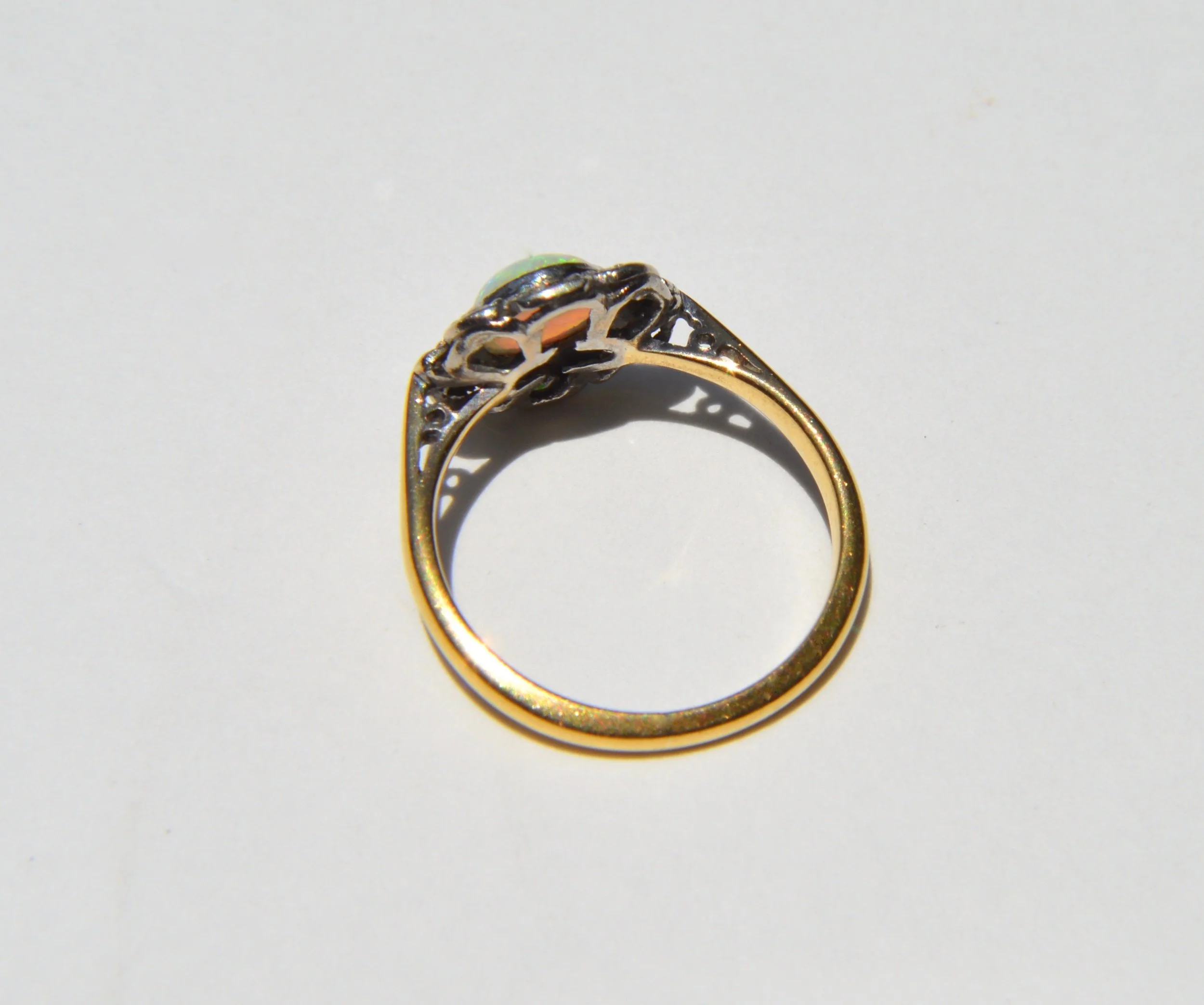 victorian opal diamond engagement halo ring top