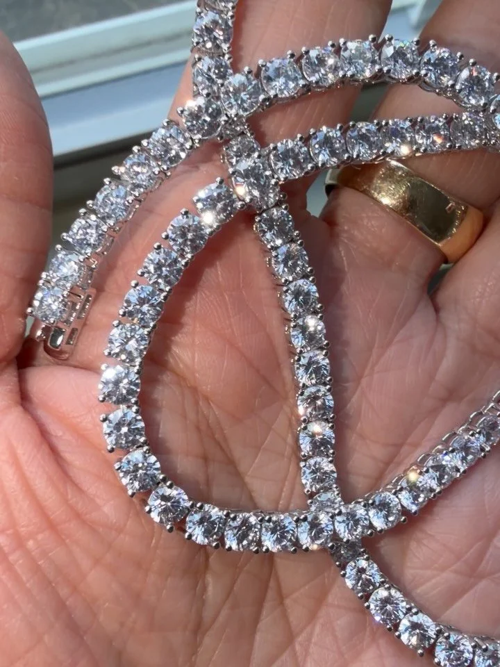 This glittering vintage 925 sterling silver CZ brilliant cut 5mm 18&rdquo; long tennis necklace is available! Weighs over 30 grams. Slide lock hidden clasp. In excellent condition. DM to claim at 4 0 0 shipped pre list pricing! Zelle Venmo PayPal FF 