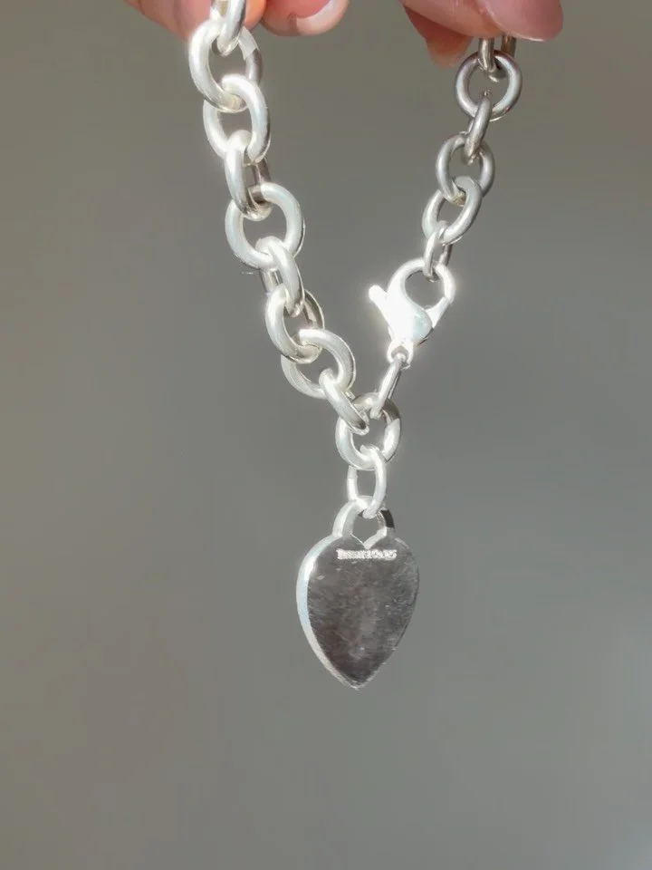 Happy Friday!! This perfect heavy vintage 925 sterling authentic c1990s T &amp; Co heart tag chunky link bracelet is available! 7&rdquo; long, over 36 grams! Ready to engrave. Best fits a 6.5&rdquo; or under wrist circumference. $495 shipped. DM to c