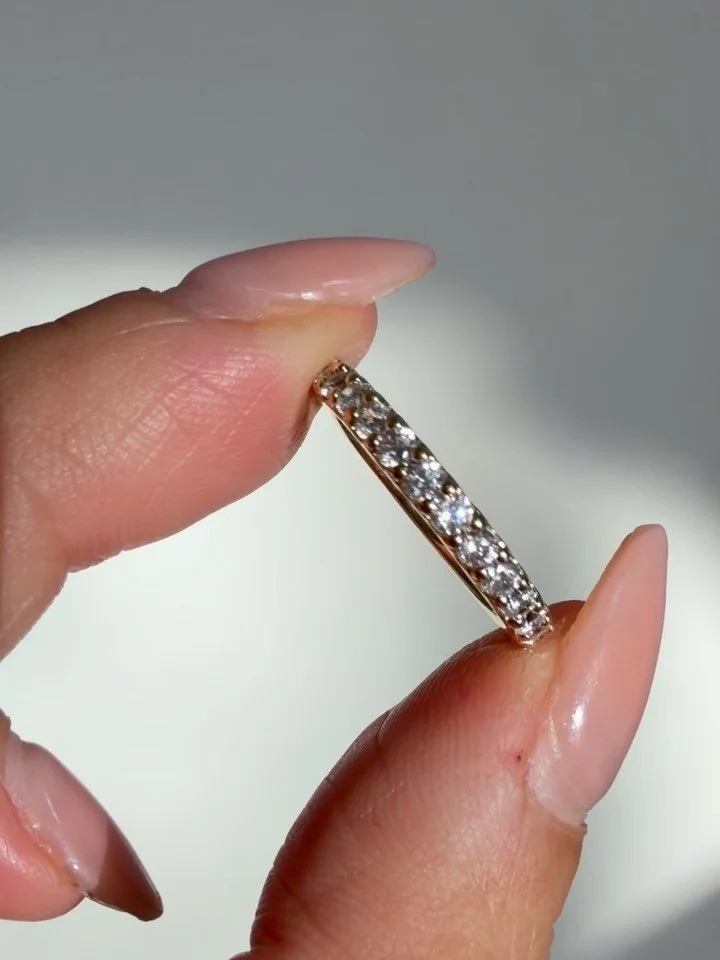 Vintage 14K .60 carat diamond 3/4 almost eternity band 💎 Size 5.5. Snag this sparkly stacker at 700 shipped Zelle Venmo PayPal FF, or 745 website pay link. Not online yet! #diamondband #vintagediamondweddingband