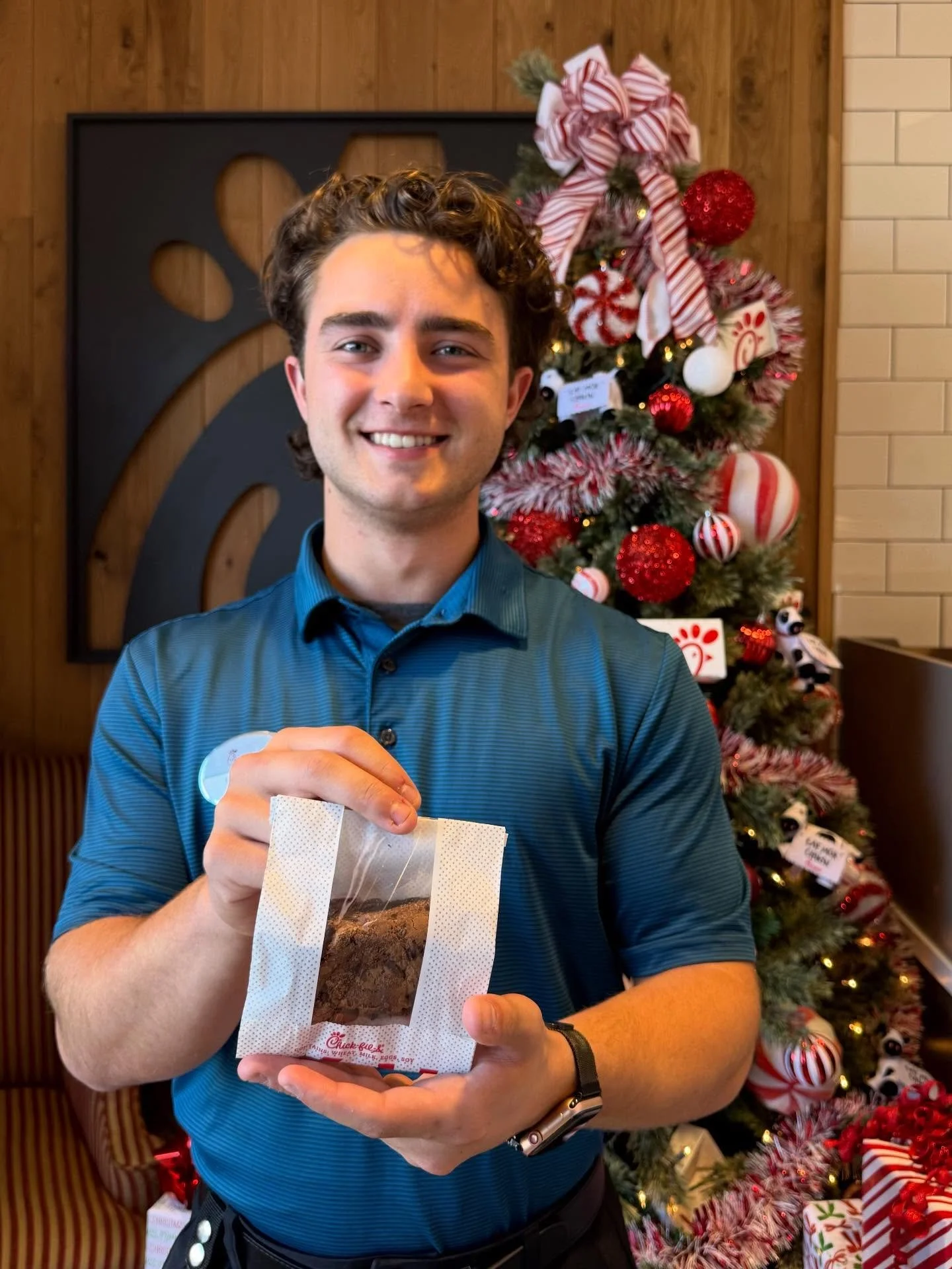 Day three of 12 Days of Chick-fil-A! Place a Mobile Drive-Thru order anytime today to receive a Chocolate Fudge Brownie on your Chick-fil-A App. Please allow up to 24 hours for reward to appear on the app. 🎁