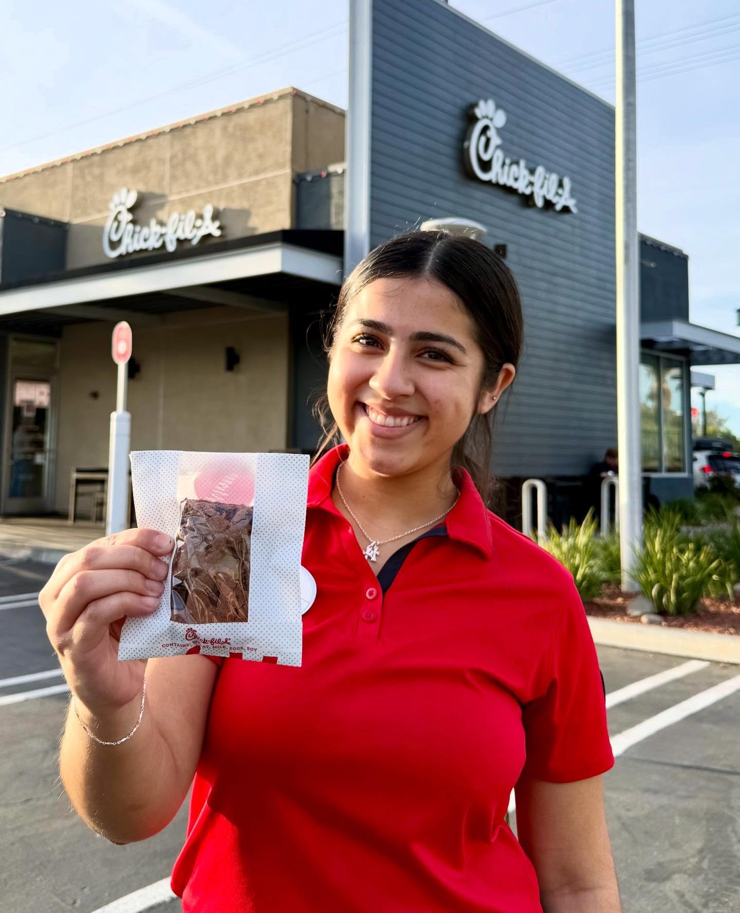 Day three of 12 Days of Chick-fil-A! Place a Mobile Drive-Thru order anytime today to receive a Chocolate Fudge Brownie on your Chick-fil-A App. Please allow up to 24 hours for reward to appear on the app. 🎁