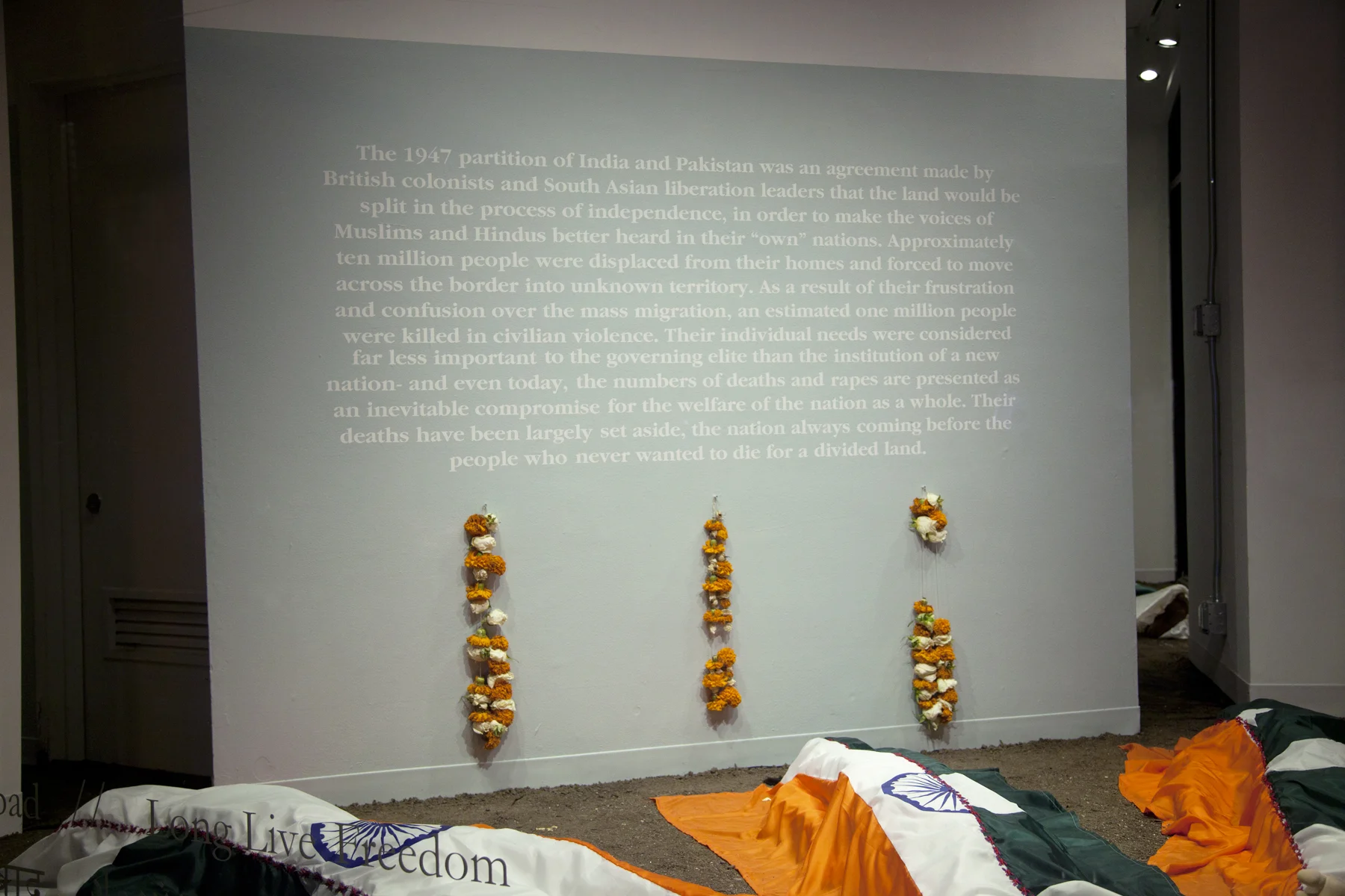 Azaadi Zindabad (आज़ादी ज़िंदाबाद) / Long Live Freedom . Mixed media installation. Dimensions variable. 2014.