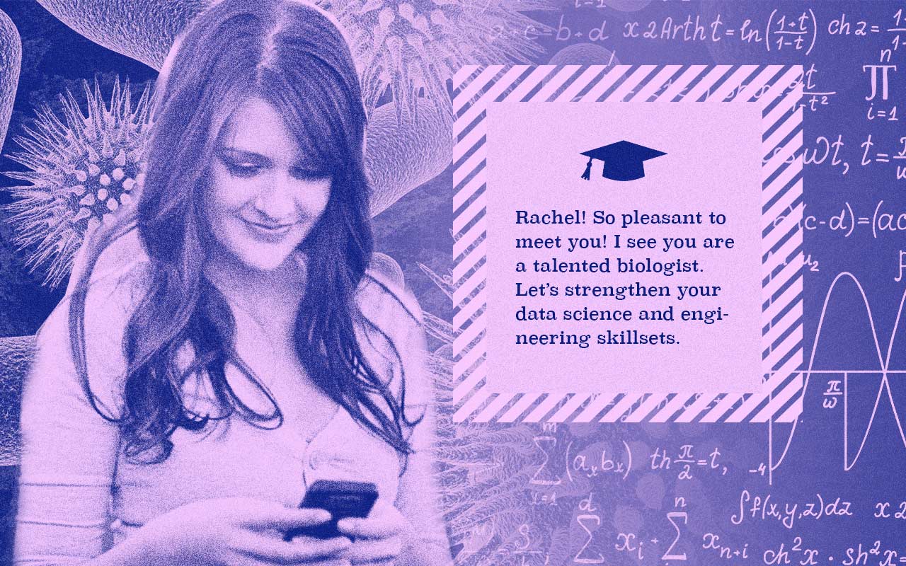  When she installs and syncs with college companion, it greets her with an analysis of her skills based on data it has collected about her from her transcripts, extracurriculars and community activities, social media and other personal online histori