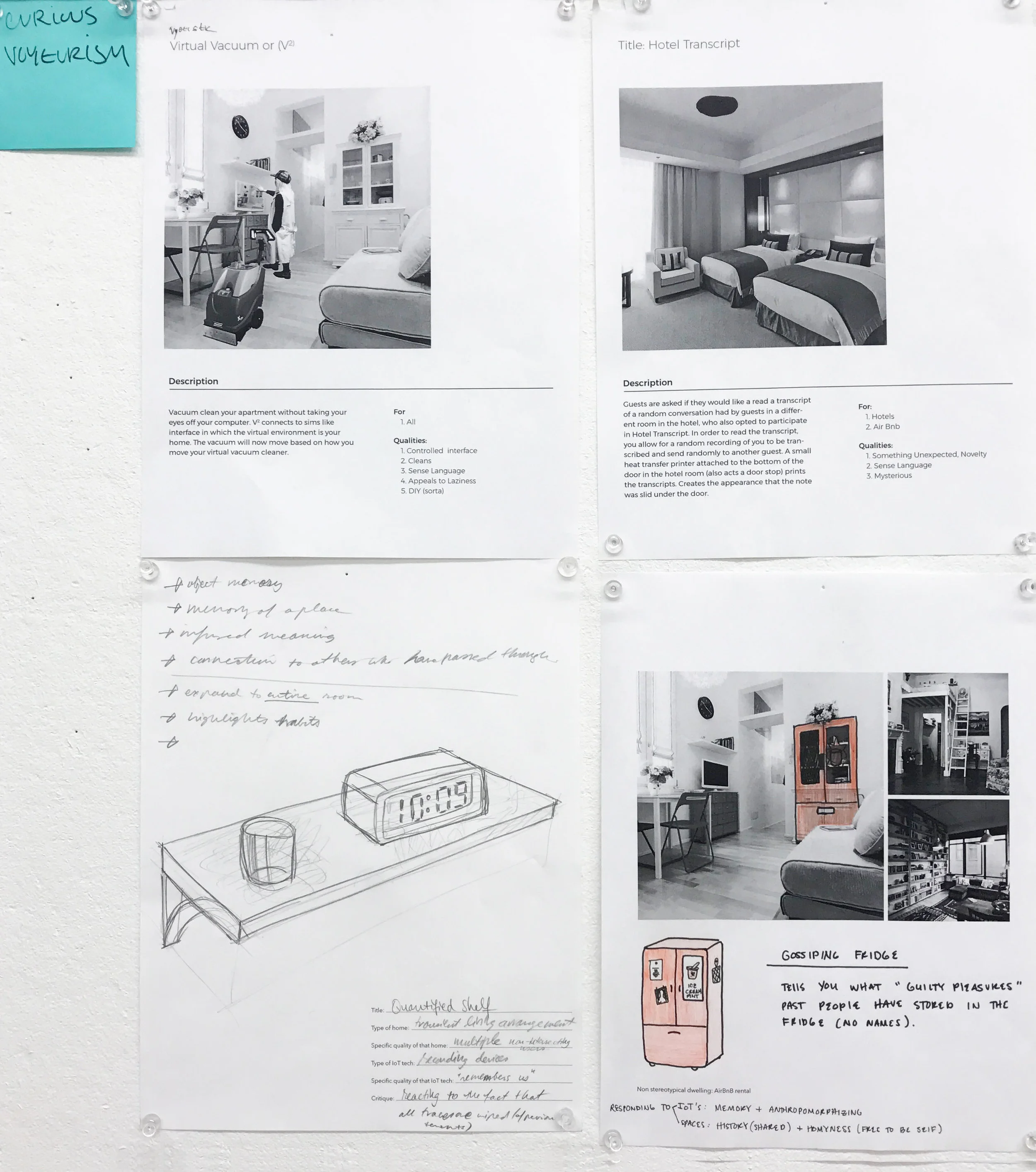 Sketches of possible concepts on our pin-up wall