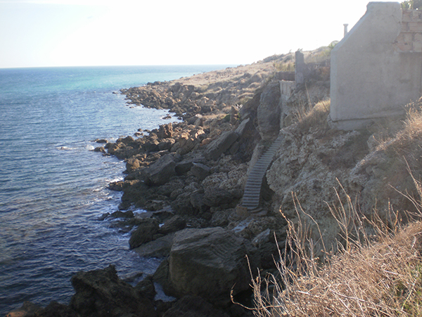 Stairs going down to the water from the Temple of Hera Lacinia, Crotone, Calabria