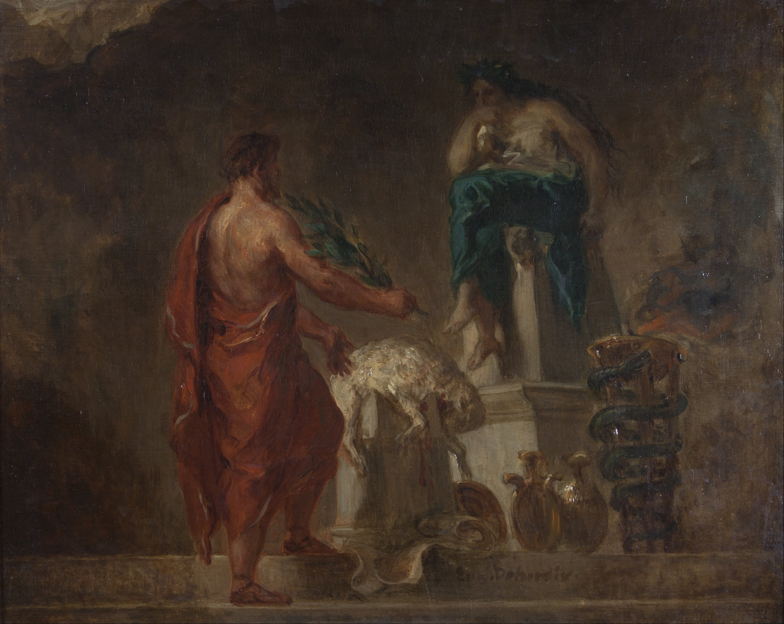 Lycurgus Consulting the Pythia (1835/1845), as imagined by Eugène Delacroix